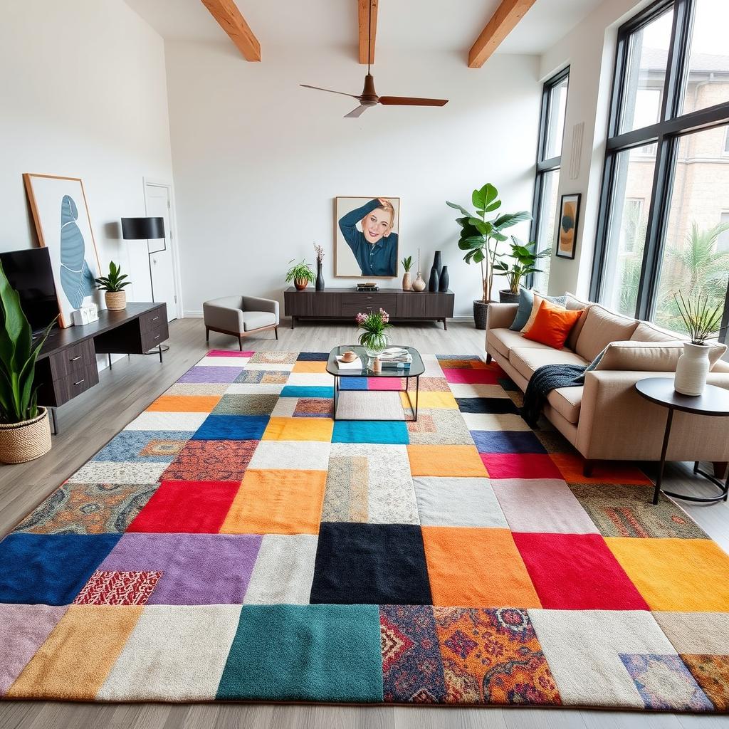 Incorporating Patchwork Carpet in Modern Interiors