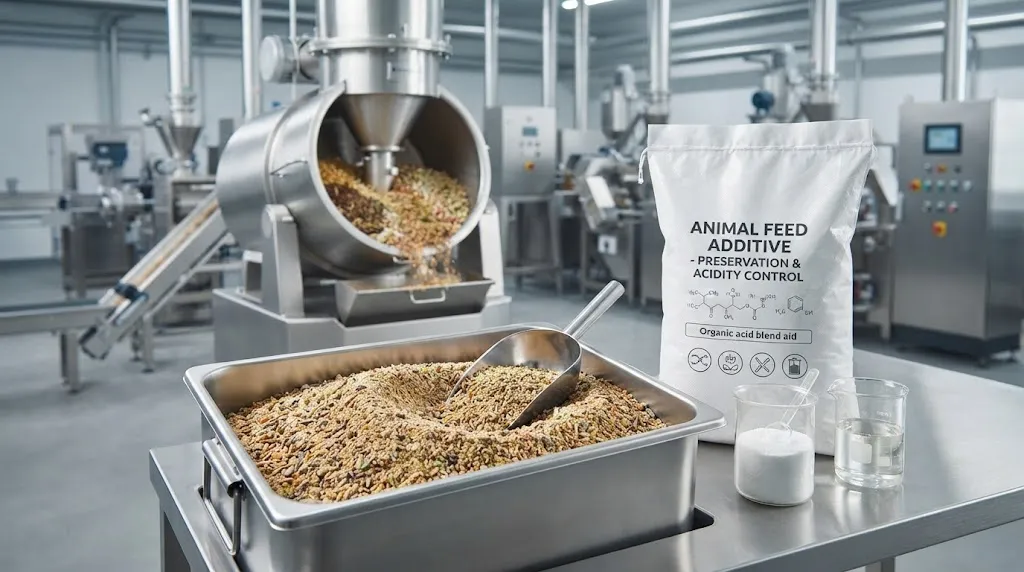 Animal Feed: Used in feed formulations to support preservation and acidity control.