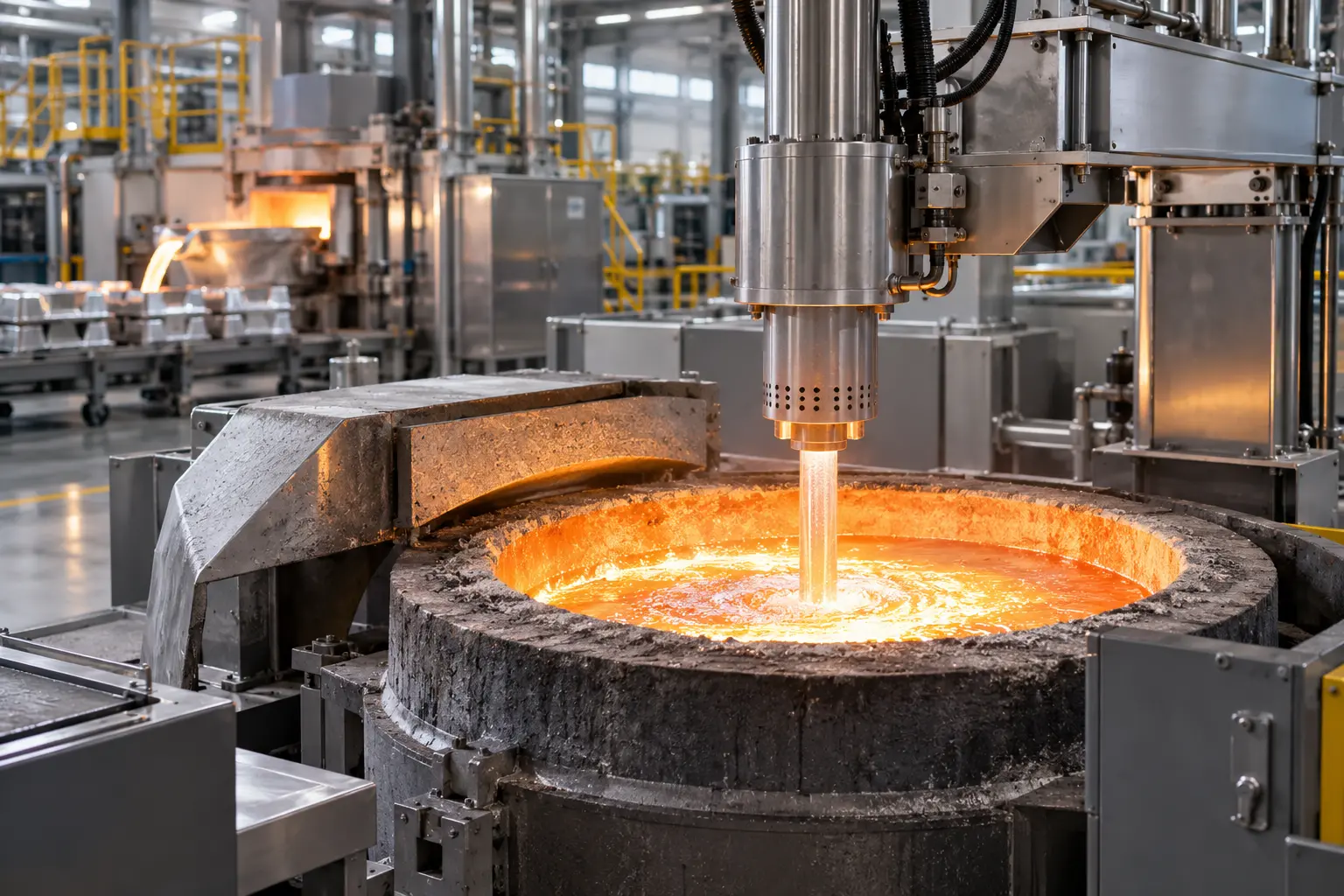 Aluminum melt treatment process in a modern industrial foundry
