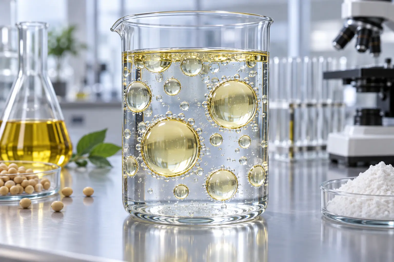 How food emulsifiers work at an oil-water interface in a lecithin formulation