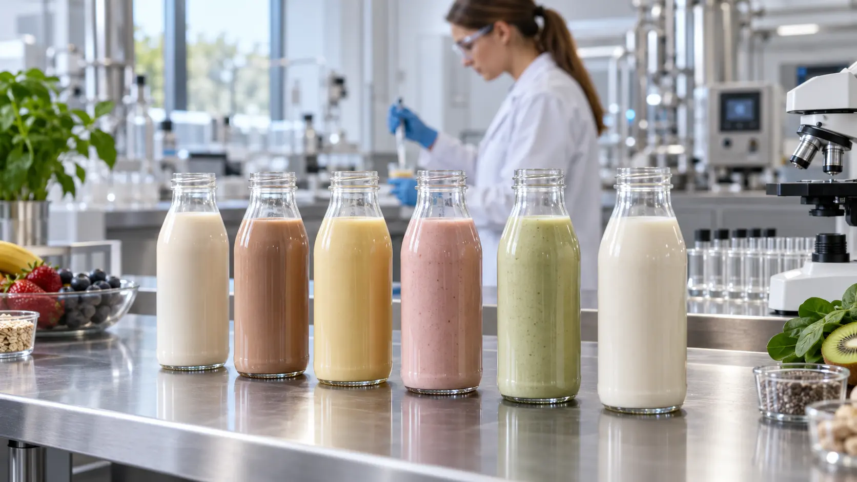 Food Emulsion Quality Control Food emulsion samples undergoing quality control testing