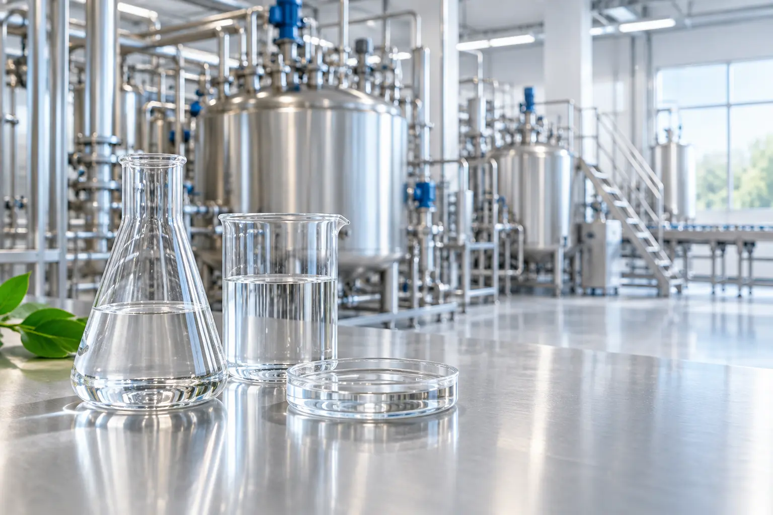 Lactic acid industrial production with clear liquid and stainless processing equipment