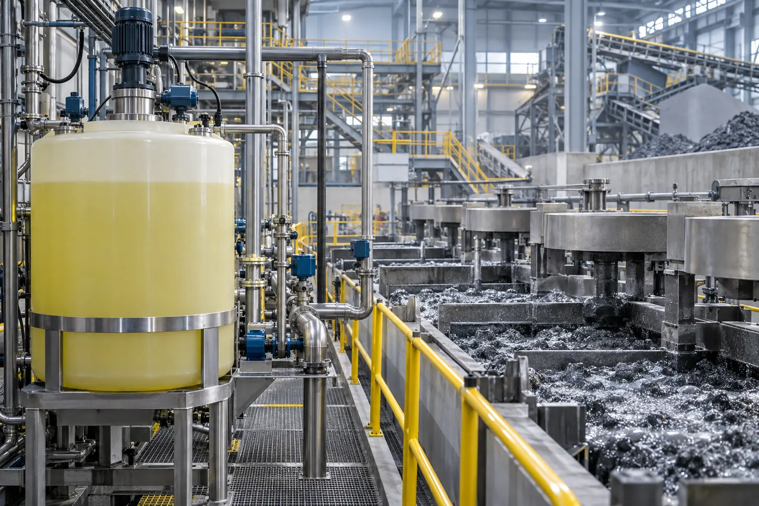 Potassium amyl xanthate process equipment in a mineral flotation facility