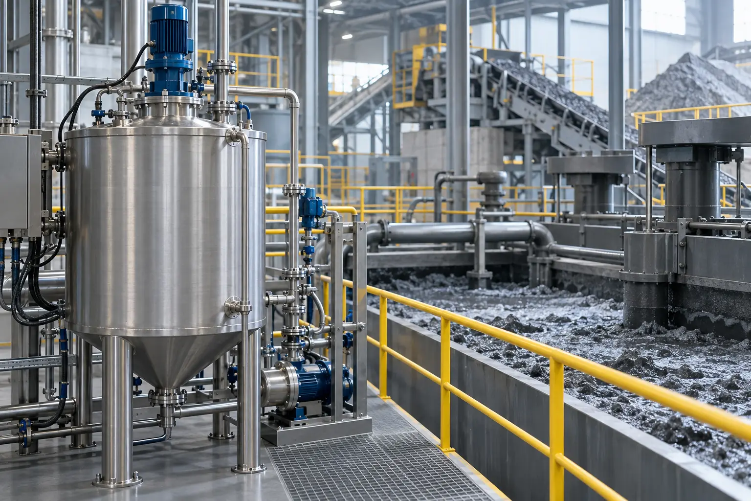 Sodium ethyl xanthate process equipment in a modern mineral flotation facility