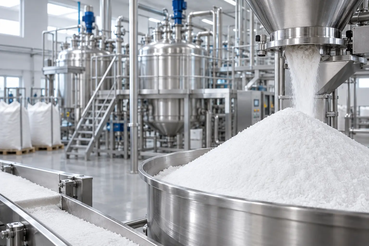 Sodium sorbate in a clean modern chemical manufacturing setting